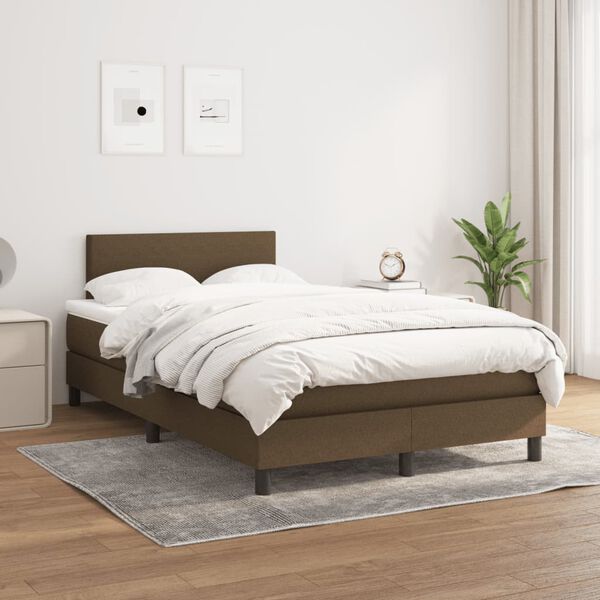 vidaXL Boxspringbett mit Matratze Dunkelbraun 120x190 cm Stoff