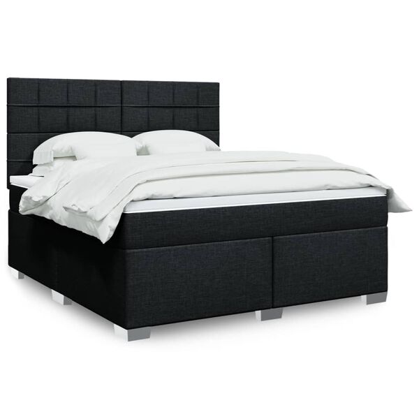 vidaXL Boxspringbett mit Matratze Schwarz 180x200 cm Stoff