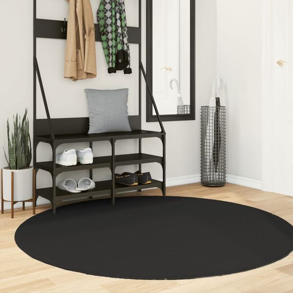 vidaXL Teppich HUARTE Kurzflor Weich und Waschbar Schwarz &Oslash; 160 cm