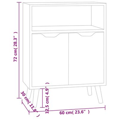 vidaXL Sideboard Weiß und Sonoma-Eiche 60x30x72 cm Holzwerkstoff