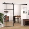 vidaXL Schiebetür ESG-Glas und Aluminium 90x205 cm Schwarz