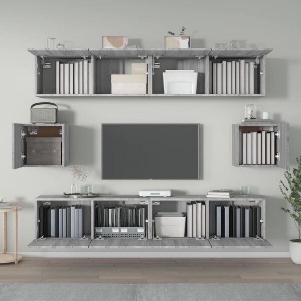 vidaXL 6-tlg. TV-Schrank-Set Grau Sonoma Holzwerkstoff
