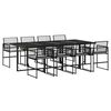 vidaXL 9-tlg. Garten-Essgruppe mit Kissen Schwarz Poly Rattan