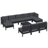 vidaXL 11-tlg. Garten-Lounge-Set mit Kissen Schwarz Kiefernholz
