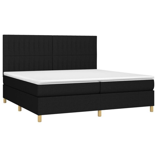 vidaXL Boxspringbett mit Matratze & LED Schwarz 200x200 cm Stoff