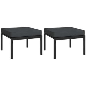 vidaXL Gartenhocker mit Grauen Kissen 2 Stk. 60x60x35 cm Stahl