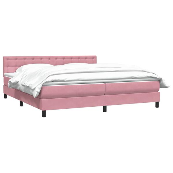 vidaXL Boxspringbett mit Matratze Rosa 200x210 cm Samt