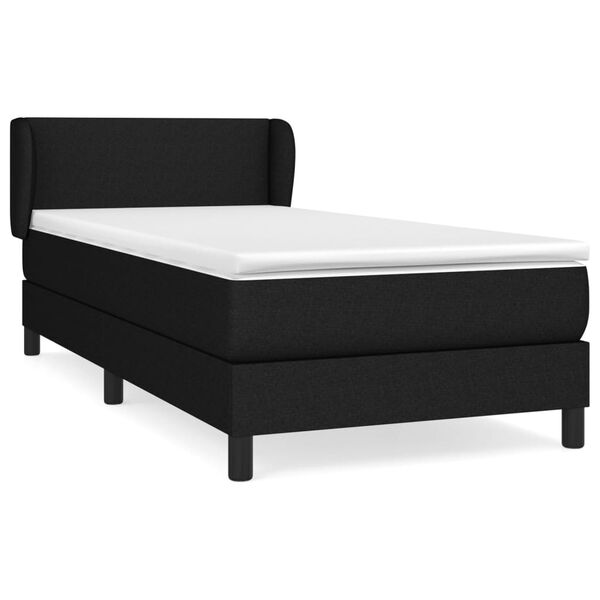vidaXL Boxspringbett mit Matratze Schwarz 90x190 cm Stoff