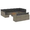 vidaXL 14-tlg. Garten-Sofagarnitur mit Kissen Grau Poly Rattan