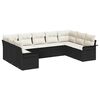 vidaXL Garten-Sofa-Set mit Kissen 9 pcs Schwarz Poly-Rattan