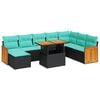 vidaXL 11-tlg. Garten-Sofagarnitur mit Kissen Schwarz Poly Rattan