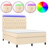 vidaXL Boxspringbett mit Matratze & LED Creme 140x190 cm Stoff