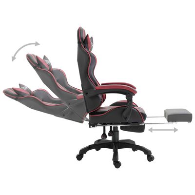 vidaXL Gaming-Stuhl mit Fußstütze Weinrot Kunstleder