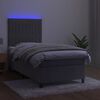 vidaXL Boxspringbett mit Matratze & LED Hellgrau 100x200 cm Samt