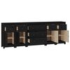 vidaXL Sideboard Schwarz 230x35x80 cm Massivholz Kiefer