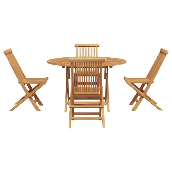 vidaXL Garten Essgruppe 5 pcs Braun Massivholz Teak