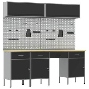 vidaXL Arbeitsschrankset mit Schubladen mit Speicher 10 stk. Schwarz