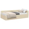 vidaXL Eckbettgestell mit Kopfteil Creme 90 cm x 200 cm Stoff