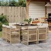 vidaXL 9-tlg. Garten-Essgruppe mit Kissen Beige Poly Rattan