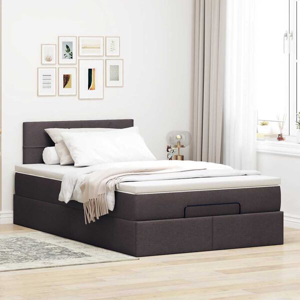 vidaXL Ottoman-Bett mit Matratze Dunkelbraun 120x190 cm Stoff