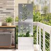 vidaXL Garten Sichtschutz-Leinwand Floral Silber 50 x 140 cm Edelstahl