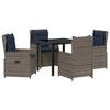 vidaXL Garten Essgruppe mit Kissen 5 pcs Grau Poly Rattan