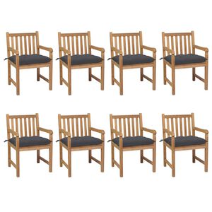 vidaXL Gartenst&uuml;hle 8 Stk. mit Anthrazit Kissen Massivholz Teak