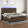 vidaXL Boxspringbett mit Matratze & LED Dunkelbraun 200x200 cm Stoff