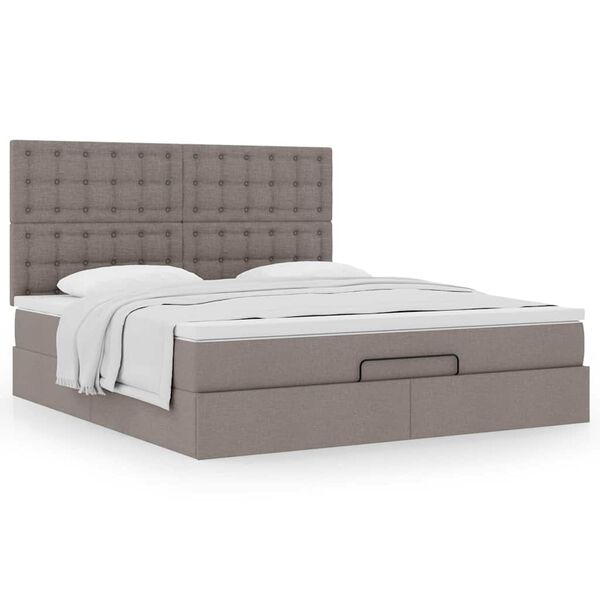 vidaXL Ottoman-Bett mit Matratze Taupe 160x200 cm Stoff