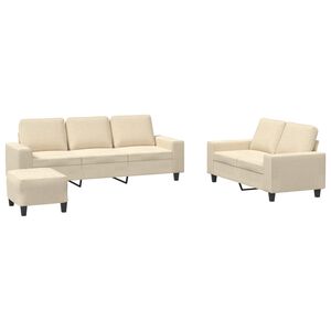 vidaXL 3-tlg. Sofagarnitur Creme Stoff
