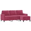 vidaXL 3-Sitzer-Sofa mit Hocker Weinrot 180 cm Samt