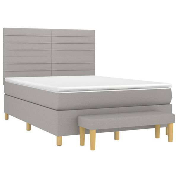 vidaXL Boxspringbett mit Matratze Hellgrau 140x190 cm Stoff