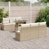 vidaXL Gartensofa-set mit Kissen mit Speicher 7 pcs Beige Poly Rattan