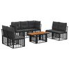 vidaXL Gartensofa-set 8 stk. Schwarz und Dunkelgrau Poly-Rattan