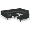 vidaXL 12-tlg. Garten-Lounge-Set mit Auflagen Poly Rattan Schwarz
