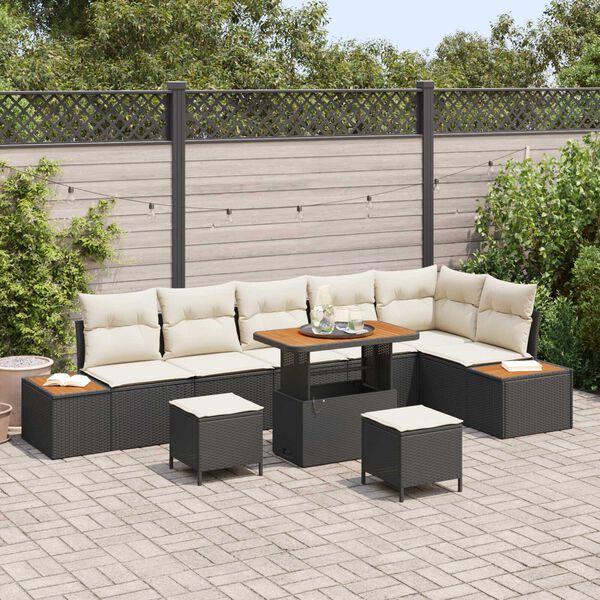 vidaXL Gartensofa-set 9 pcs Schwarz Poly-Rattan
