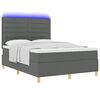 vidaXL LED Boxspringbett mit Matratze Dunkelgrau 140 x 190 cm Stoff