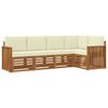 vidaXL Ecksofa Set mit Kissen 5 pcs Natur und Creme Massivholz Akazie