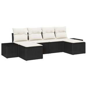vidaXL Garten-Sofa-Set 4 stk. Schwarz und Creme Poly-Rattan