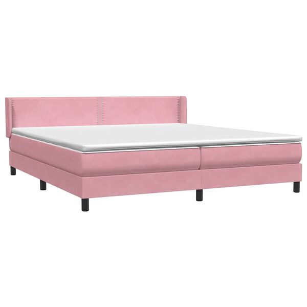 vidaXL Boxspringbett mit Matratze Rosa 200x220 cm Samt