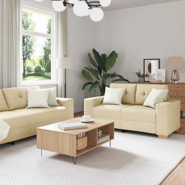 vidaXL Sofa 3 pcs Creme 221 x 80 x 80 cm Leinenmischgewebe