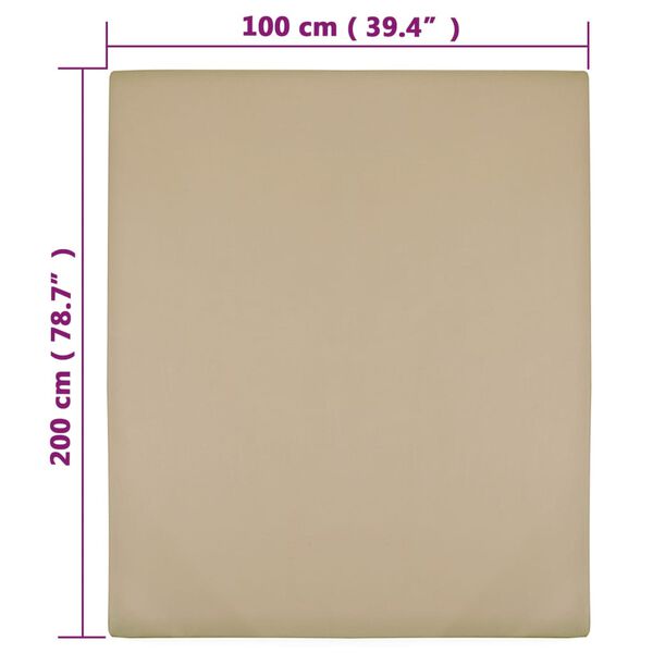 vidaXL Spannbettlaken 2 Stk. Jersey Taupe 100x200 cm Baumwolle