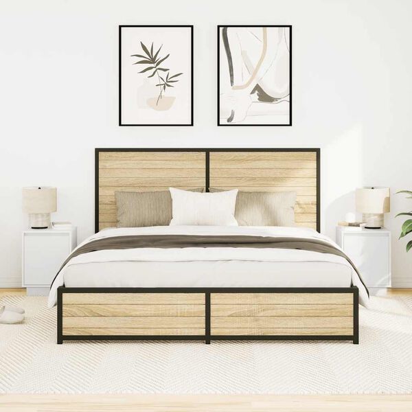 vidaXL Nachttische mit LED-Leuchten 2 Stk. Wei&szlig; 38x34x50 cm