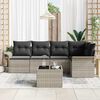 vidaXL Garten-Sofa-Set mit Kissen 6 pcs Hellgrau Poly Rattan
