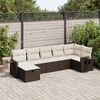 vidaXL 7-tlg. Garten-Sofagarnitur mit Kissen Braun Poly Rattan