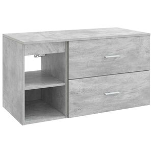 vidaXL Badezimmerm&ouml;bel-Set 2 pcs Betongrau Holzwerkstoff