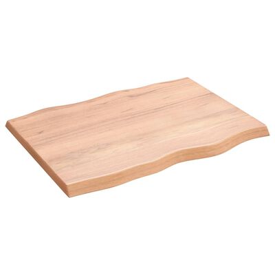 vidaXL Tischplatte 80x60x4 cm Massivholz Eiche Behandelt Baumkante