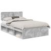 vidaXL Bettrahmen Beton Grau 135 x 190 cm Massives Kiefernholz