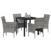 vidaXL Garten Essgruppe mit Kissen 5 pcs Grau Poly-Rattan