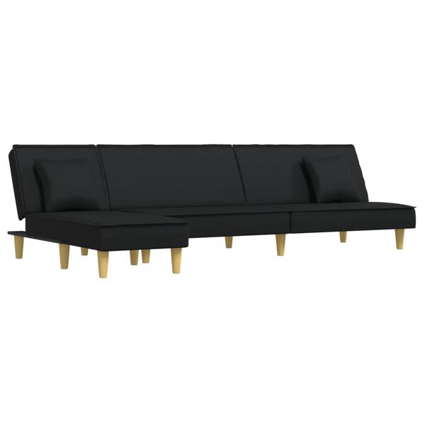 vidaXL Schlafsofa in L-Form Schwarz 255x140x70 cm Stoff